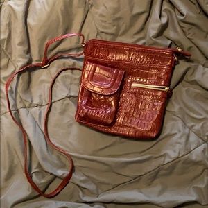 Red shoulder purse
